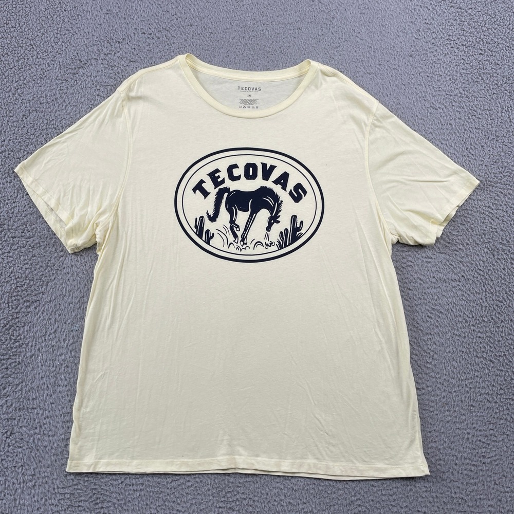 Tecovas T-Shirt Mens XXL Yellow Horse Graphic Short Sleeve Pima Cotton Western